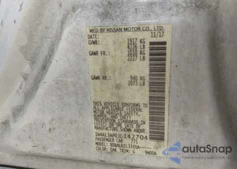2018 Nissan Altima 2.5 Sl from USA, damaged, VIN 1N4AL3AP0JC142704